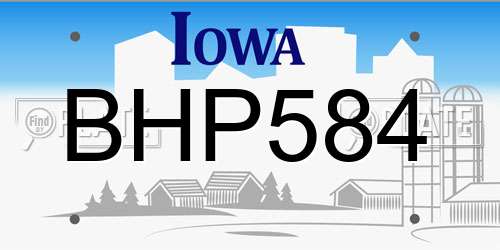 BHP584 Iowa License Plate