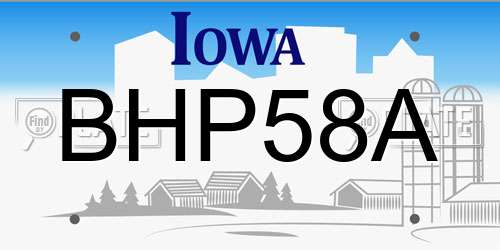 BHP58A Iowa License Plate