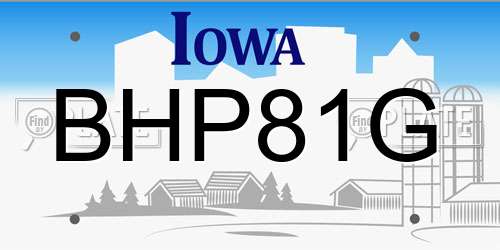 BHP81G Iowa License Plate