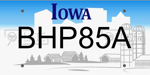 BHP85A Iowa License Plate