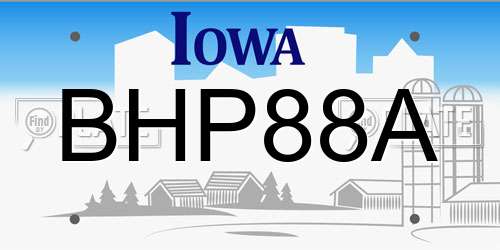 BHP88A Iowa License Plate