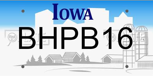 BHPB16 Iowa License Plate