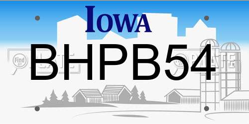 BHPB54 Iowa License Plate
