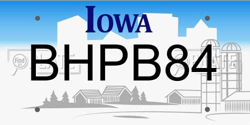 BHPB84 Iowa License Plate