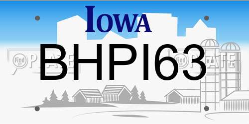 BHPI63 Iowa License Plate