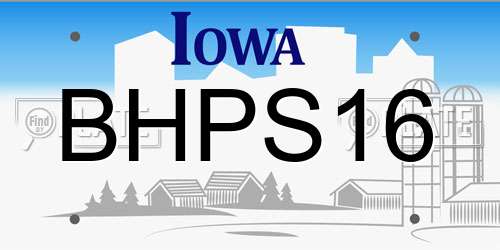 BHPS16 Iowa License Plate