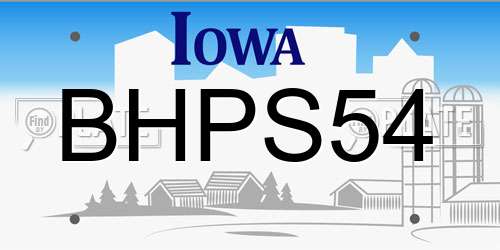 BHPS54 Iowa License Plate