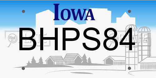 BHPS84 Iowa License Plate