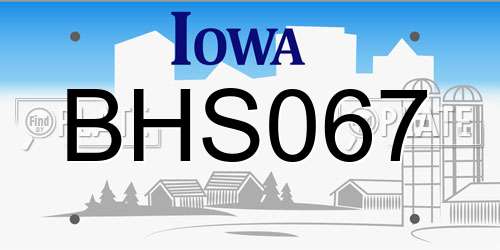 BHS067 Iowa License Plate