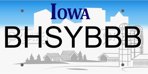 BHSYBBB Iowa License Plate