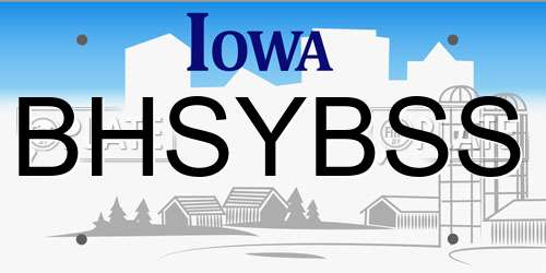 BHSYBSS Iowa License Plate