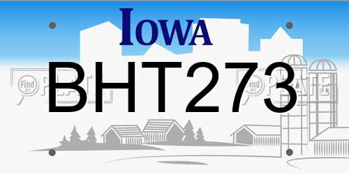 BHT273 Iowa License Plate