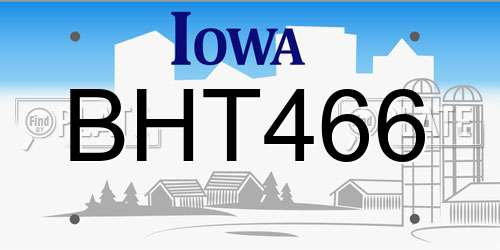 BHT466 Iowa License Plate