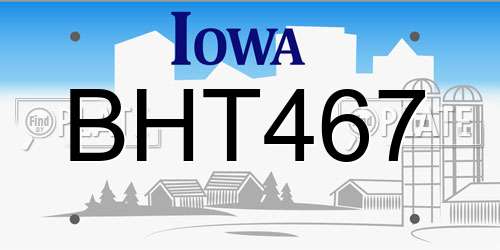 BHT467 Iowa License Plate