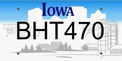 BHT470 Iowa License Plate