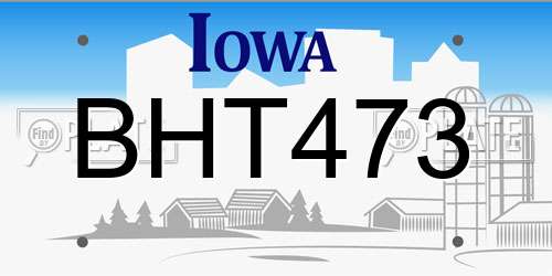 BHT473 Iowa License Plate