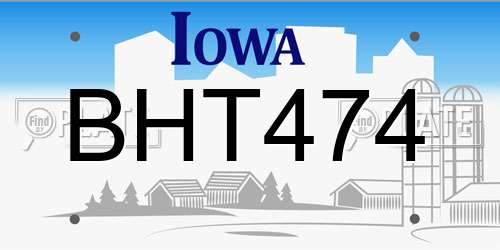 BHT474 Iowa License Plate