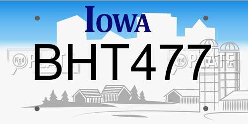 BHT477 Iowa License Plate