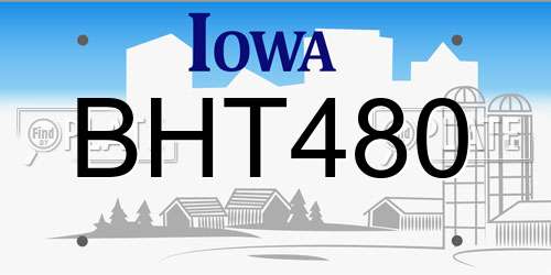 BHT480 Iowa License Plate