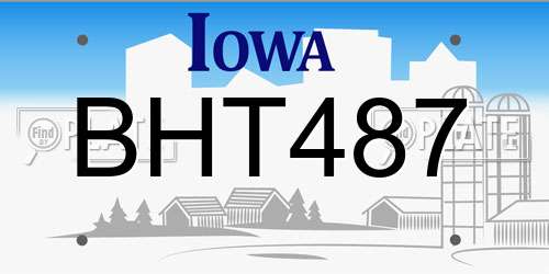 BHT487 Iowa License Plate