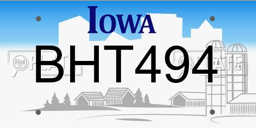 BHT494 Iowa License Plate