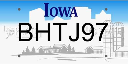 BHTJ97 Iowa License Plate