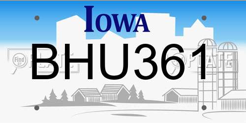 BHU361 Iowa License Plate