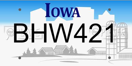 BHW421 Iowa License Plate