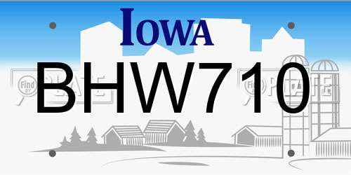 BHW710 Iowa License Plate