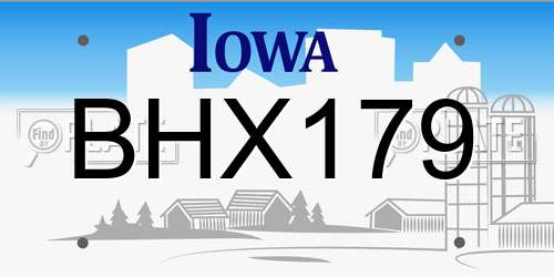 BHX179 Iowa License Plate