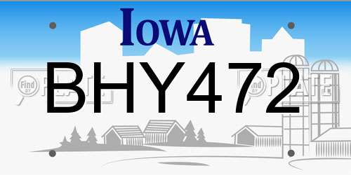 BHY472 Iowa License Plate