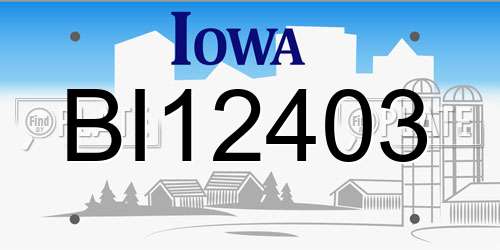 BI12403 Iowa License Plate