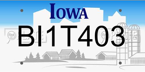 BI1T403 Iowa License Plate