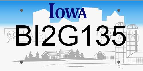 BI2G135 Iowa License Plate
