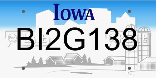 BI2G138 Iowa License Plate