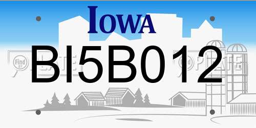BI5B012 Iowa License Plate