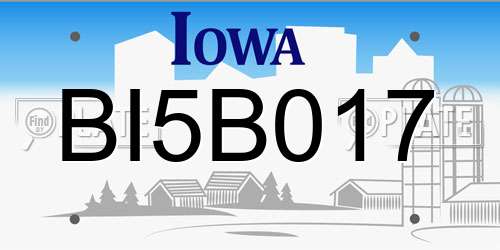 BI5B017 Iowa License Plate