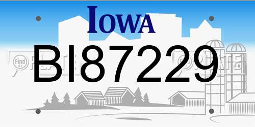 BI87229 Iowa License Plate