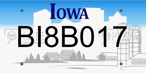 BI8B017 Iowa License Plate