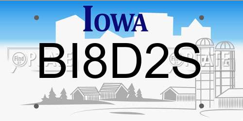 BI8D2S Iowa License Plate
