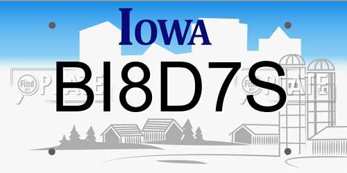 BI8D7S Iowa License Plate