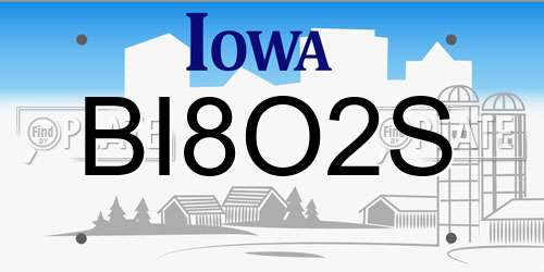 BI8O2S Iowa License Plate