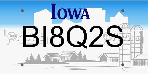 BI8Q2S Iowa License Plate