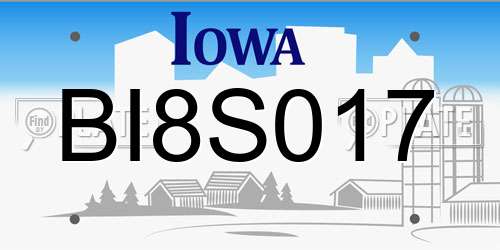 BI8S017 Iowa License Plate