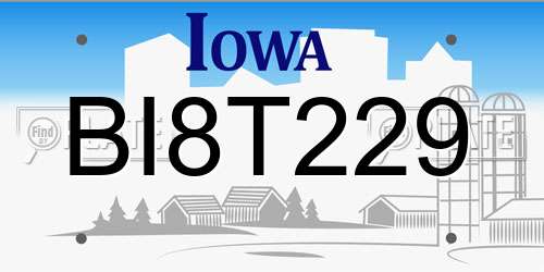 BI8T229 Iowa License Plate