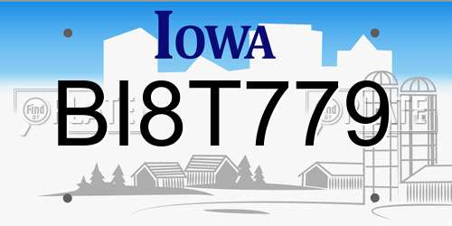 BI8T779 Iowa License Plate