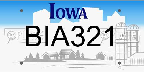 BIA321 Iowa License Plate