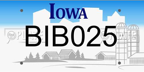 BIB025 Iowa License Plate