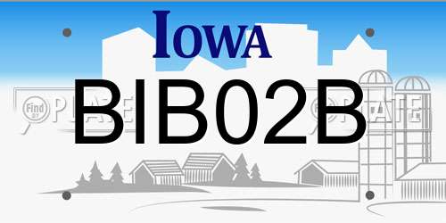 BIB02B Iowa License Plate
