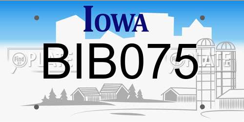 BIB075 Iowa License Plate